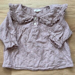 Mabo 3/4 Sleeve Ruffle Peter Pan Collar Top dusty pink girls size 2/3 years